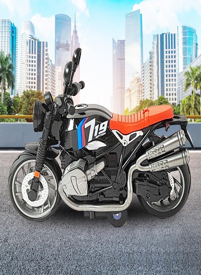 في جراسب دراجة نارية رياضية مصغرة من VGRASSP بمقياس 1:14، تعمل بنظام السحب للخلف، مصنوعة من المعدن المصبوب، مناسبة للأطفال - إطارات مطاطية، تصميم خارجي مفصل - الطول 12 سم × العرض 6 سم × الارتفاع 8 سم (اللون حسب المتوفر) (دراجة كروزر) - Image 5